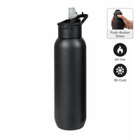 TOLEDO - Hans Larsen Double Wall Bottle with Straw 600 ml - Black