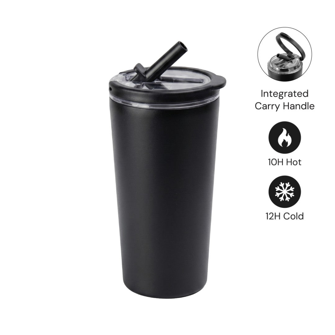 MARBELLA - Hans Larsen Double Wall Tumbler with Sip Lid 600 ml - Black