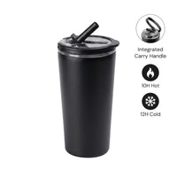 MARBELLA - Hans Larsen Double Wall Tumbler with Sip Lid 600 ml - Black