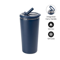 MARBELLA - Hans Larsen Double Wall Tumbler with Sip Lid 600 ml - Navy Blue