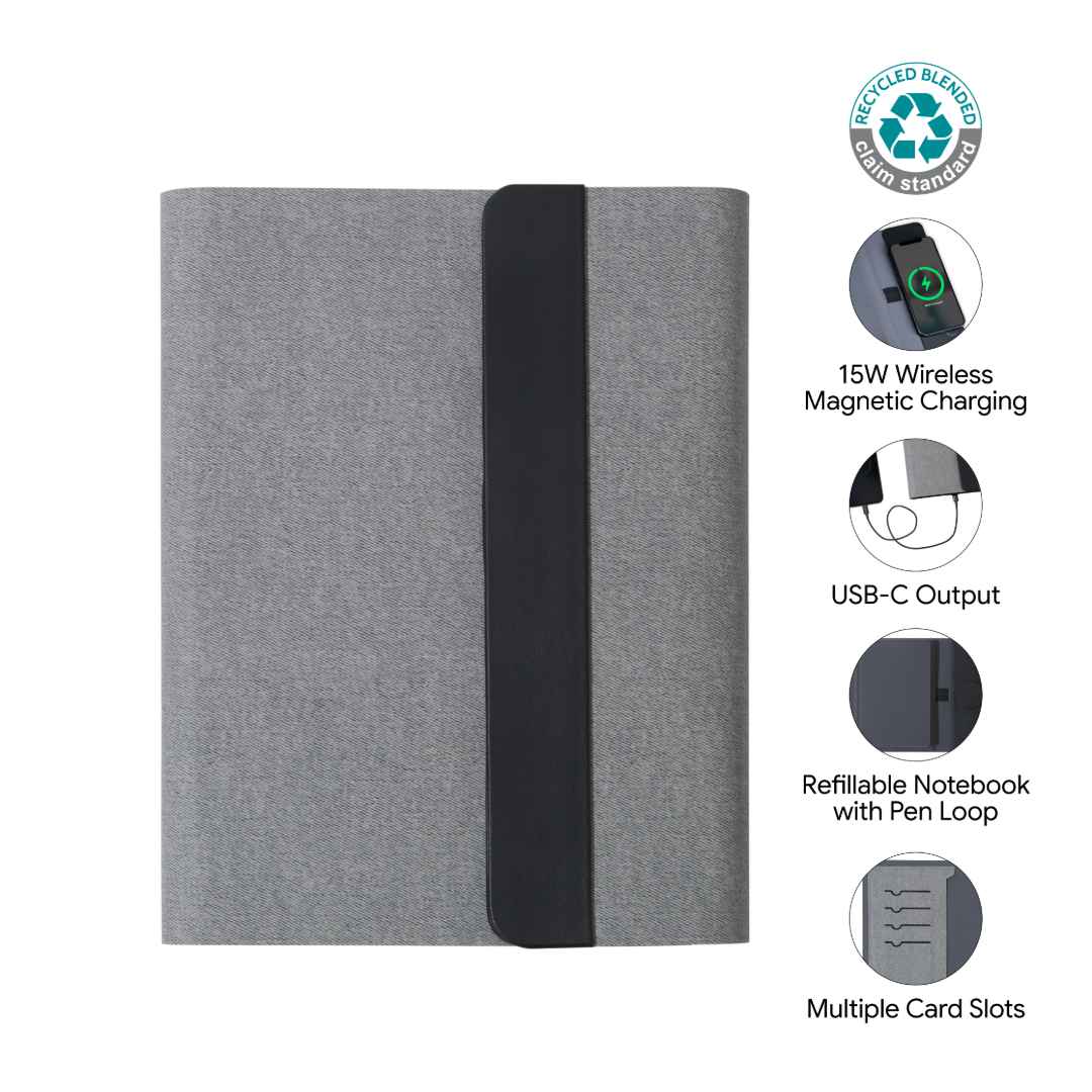 BERGMUND - Santhome 10000mAh Magnetic 15W Magsafe Wireless Power Bank Folder - Grey