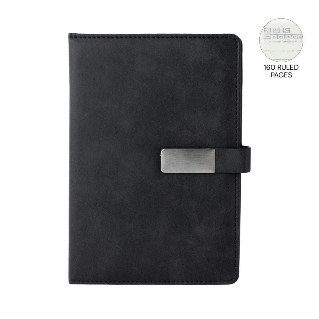 WINDSOR - Giftology A5 PU Magnet Closure Notebook - Black