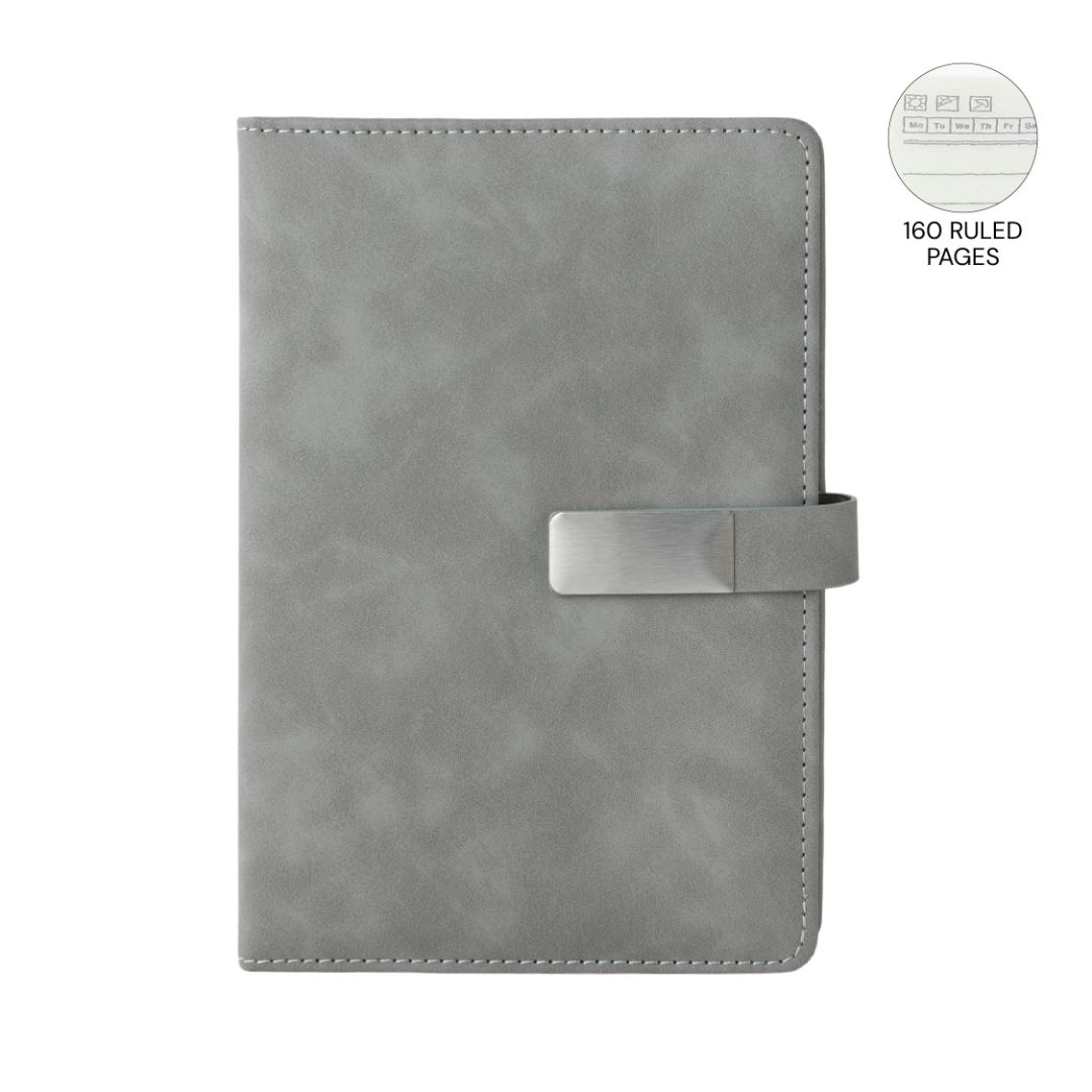 WINDSOR - Giftology A5 PU Magnet Closure Notebook - Grey