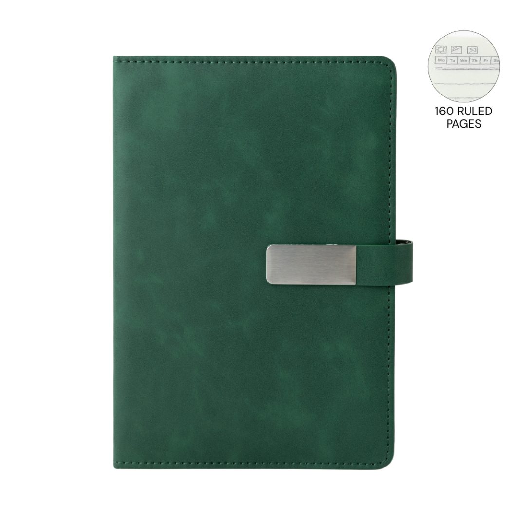 WINDSOR - Giftology A5 PU Magnet Closure Notebook - Green