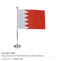 Flag with Metal Pole &amp; Silver Plated Plastic Base