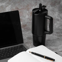 BERN 2.0 - Hans Larsen Recycled Stainless Steel Tumbler with Straw Lid - Black