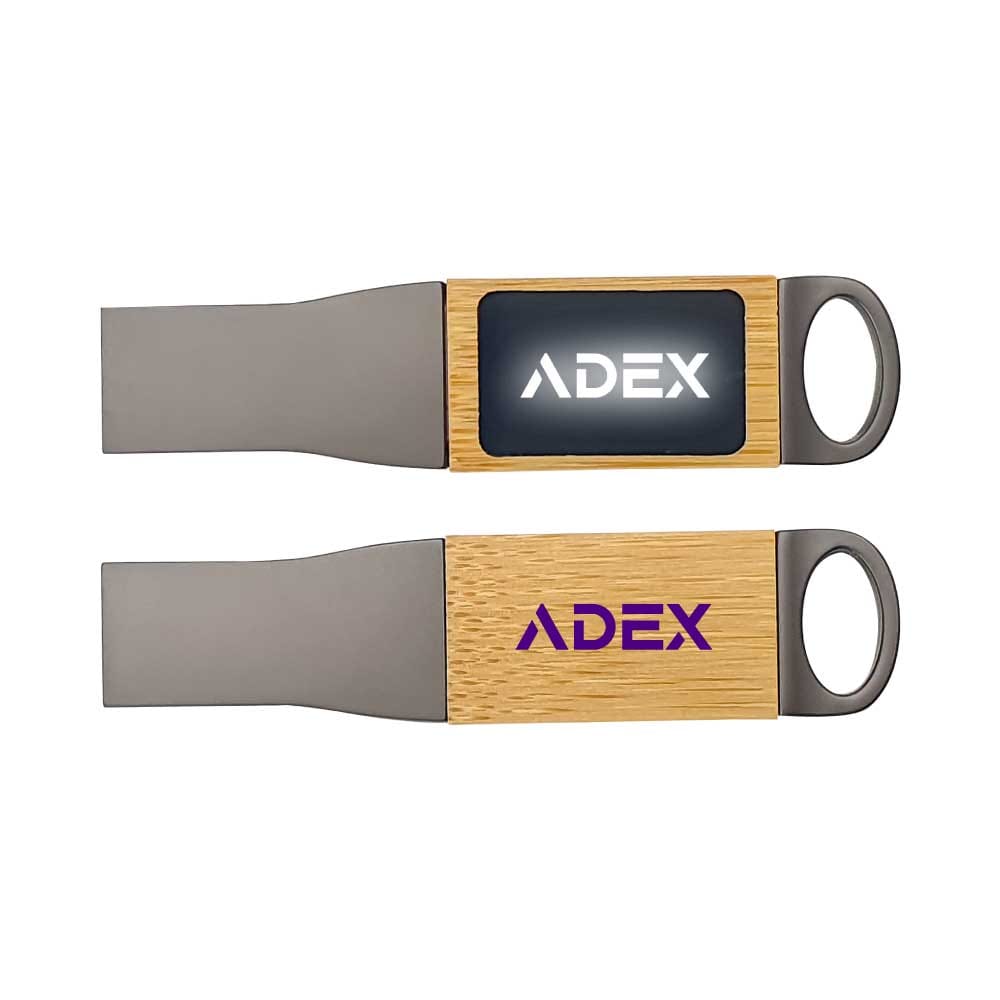 Light-Up Logo Metal &amp; Bamboo USB Flash Drives 32GB