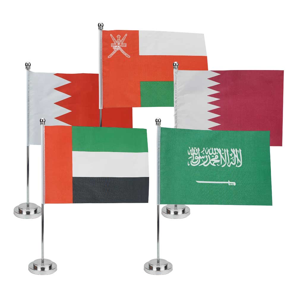 Flag with Metal Pole &amp; Silver Plated Plastic Base