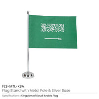 Flag with Metal Pole &amp; Silver Plated Plastic Base