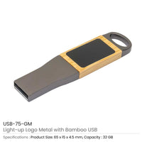 Light-Up Logo Metal &amp; Bamboo USB Flash Drives 32GB