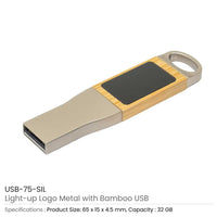 Light-Up Logo Metal &amp; Bamboo USB Flash Drives 32GB