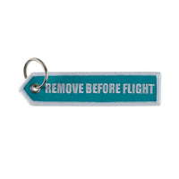 Embroidered key tag with triangular shaped end - Embroidered key tag with triangular shaped end