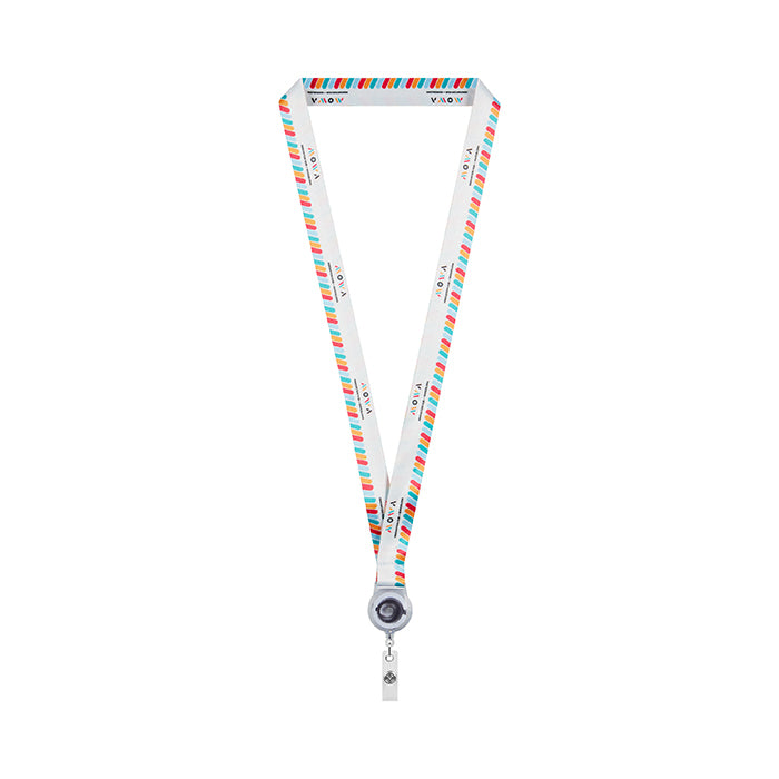 RPET sublimation badge reel lanyard. - RPET sublimation badge reel lanyard.
