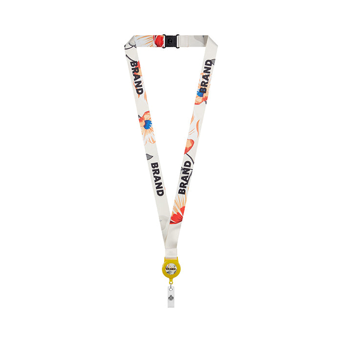 RPET sublimation badge reel lanyard. - RPET sublimation badge reel lanyard.