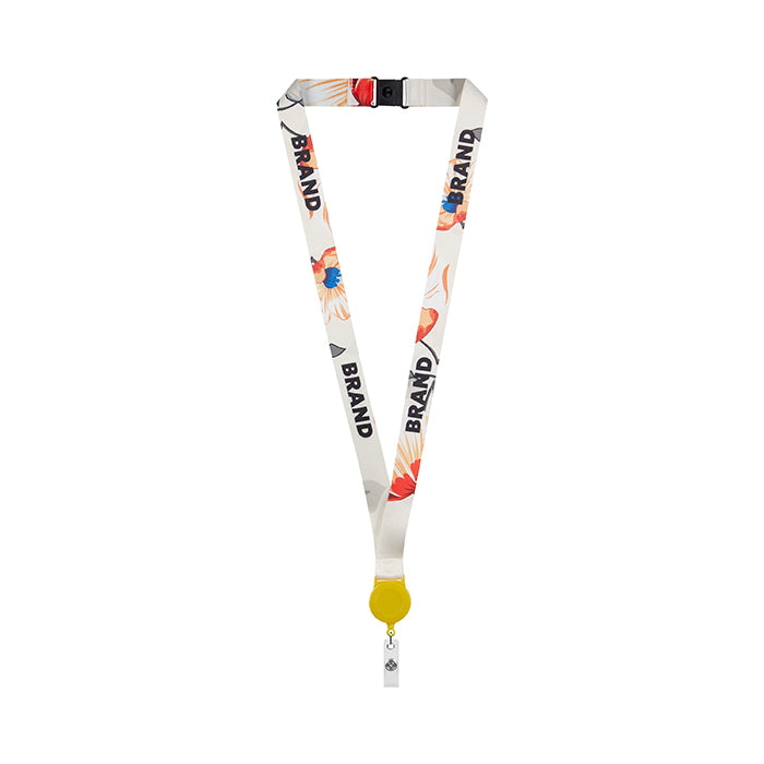 RPET sublimation badge reel lanyard. - RPET sublimation badge reel lanyard.