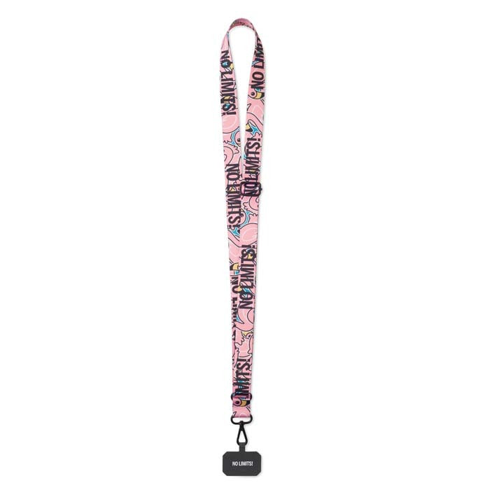 Sublimated adjustable rPET crossbody phone holder. - Sublimated adjustable rPET crossbody phone holder.