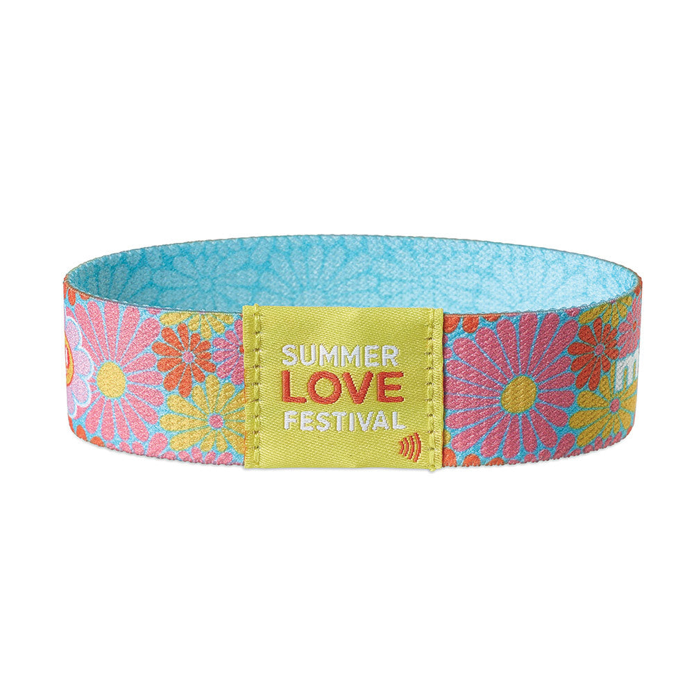 Elastic sublimation NFC wristband with woven label - Elastic sublimation NFC wristband with woven label
