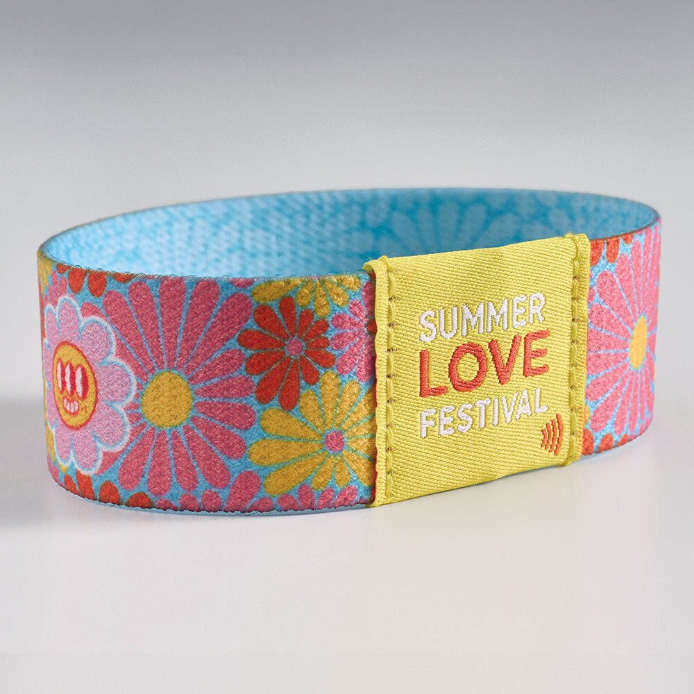 Elastic sublimation NFC wristband with woven label - Elastic sublimation NFC wristband with woven label