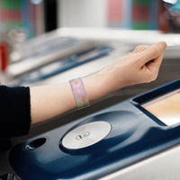 Elastic sublimation NFC wristband with woven label - Elastic sublimation NFC wristband with woven label