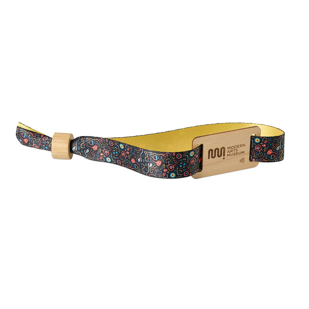rPET sublimation NFC wristband with wood patch - rPET sublimation NFC wristband with wood patch