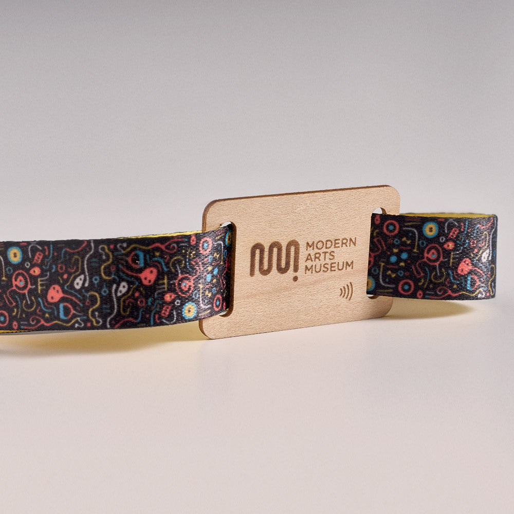 rPET sublimation NFC wristband with wood patch - rPET sublimation NFC wristband with wood patch