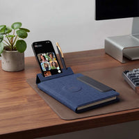 MagFolio - Santhome A5 PU notebook with 15W MagSafe Wireless Charger- Navy Blue
