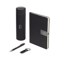ORION SET - Giftology Set of Thermo Bottle, Notebook, Pen and Keychain - Black