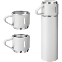 SAFFLE - Set of Vacuum Flask & Two Cups (White)