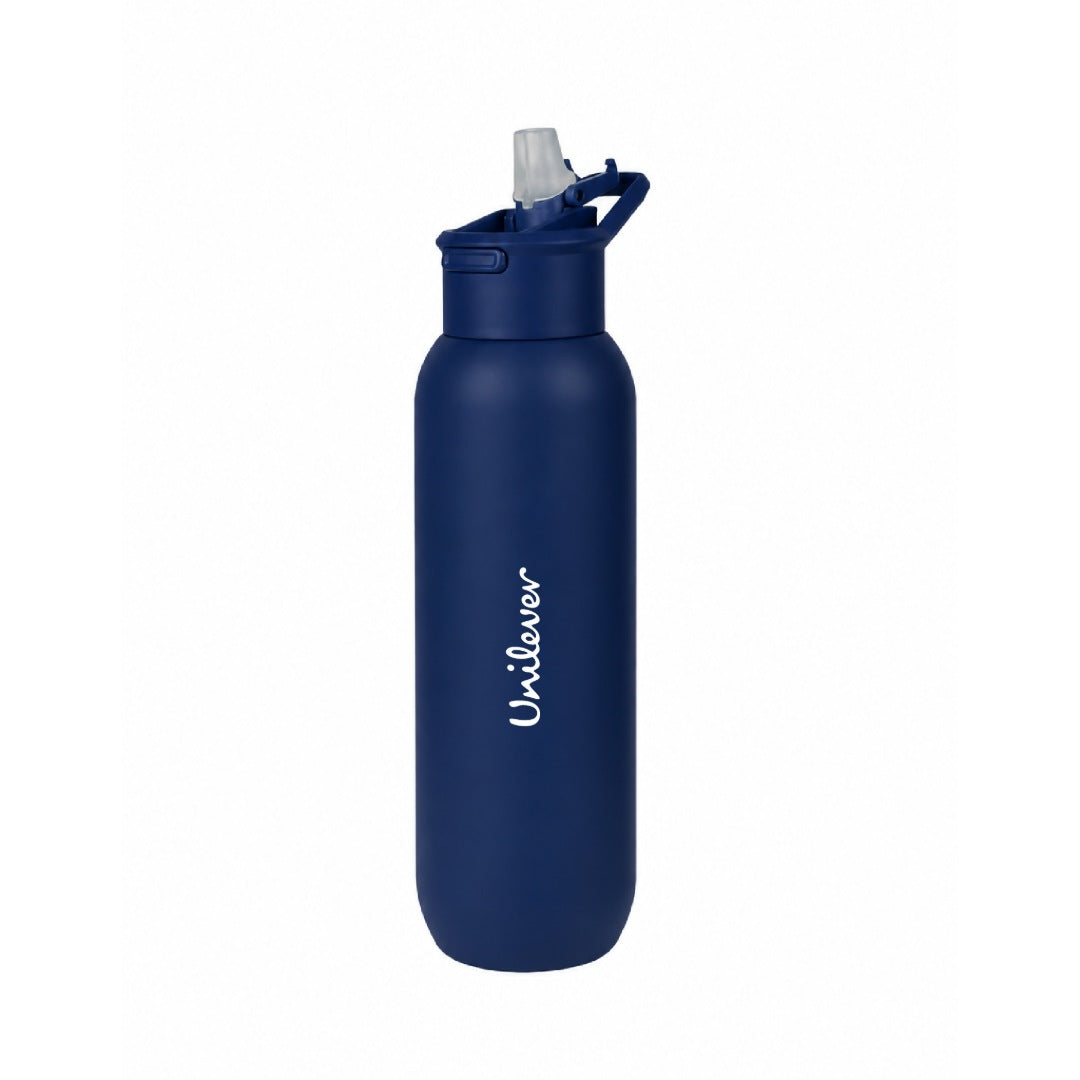 TOLEDO - Hans Larsen Double Wall Bottle with Straw 600 ml - Navy Blue